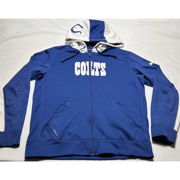 Indianapolis Colts Full Zip Hooded Jacket Nike NFL Therma-Fit Men's Medium *READ - Picture 1 of 16